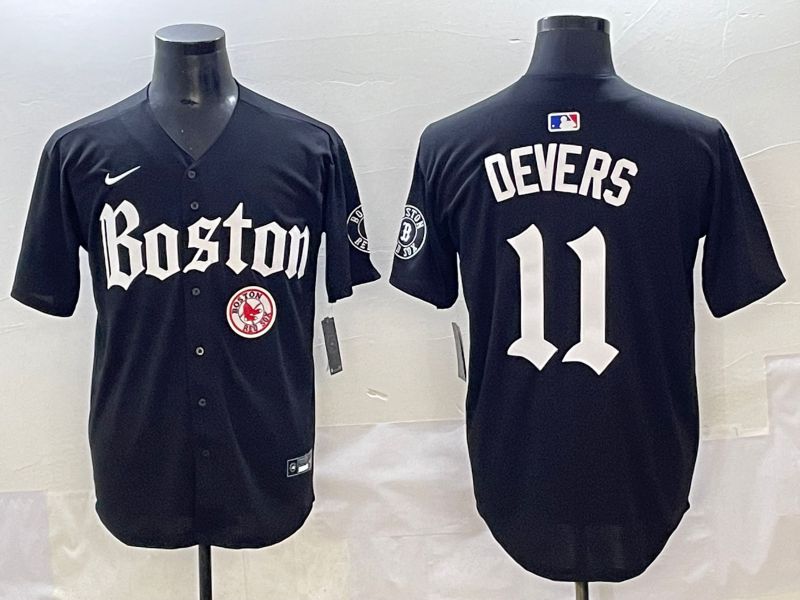 Men 2025 Boston Red Sox #11 Devers Black Five generations Joint Name Nike MLB Jersey style 30